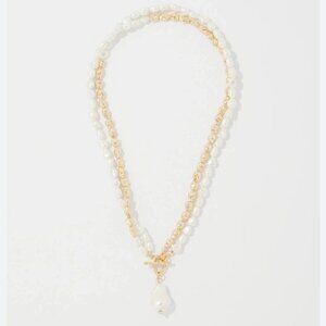 nwt WHITE HOUSE BLACK MARKET gold and pearl convertible necklace